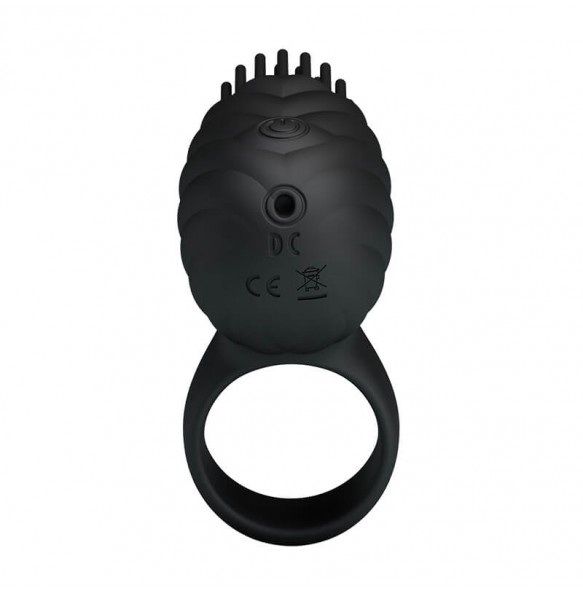 PRETTY LOVE Male Brush Type Rotational Delay Cock Ring (Chargeable - Black)